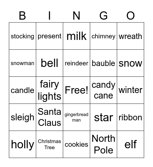 Merry Christmas Bingo Card