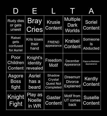 DELTARUNE CH. 5 BINGO Card