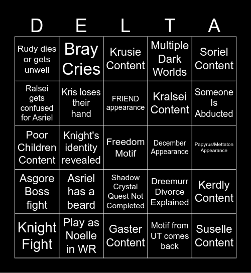 DELTARUNE CH. 5 BINGO Card