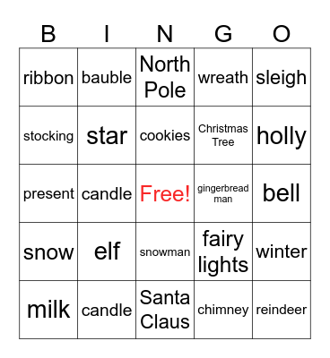 Merry Christmas Bingo Card