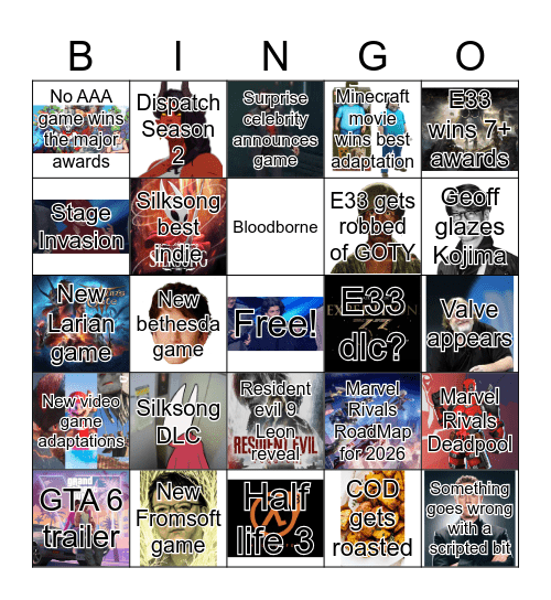 TGA Bingo Card