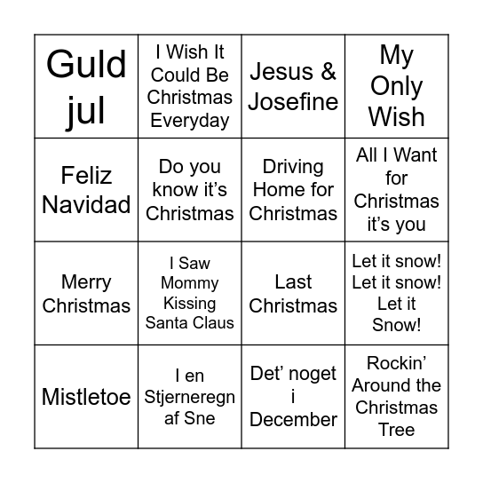 Xmas bingo Card