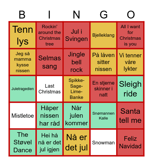 Julebingo Stavern 25 Bingo Card