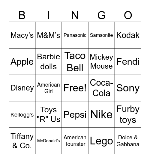 Home Alone 2 Product Placements Bingo Card