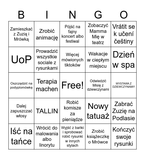 2026 Bingo Card
