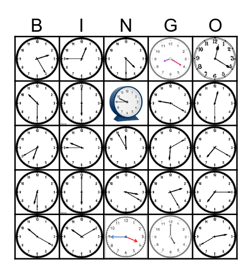 Telling Time  to and past the hour. Bingo Card