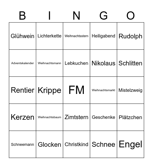 FM Bingo - XMAS Edition Bingo Card