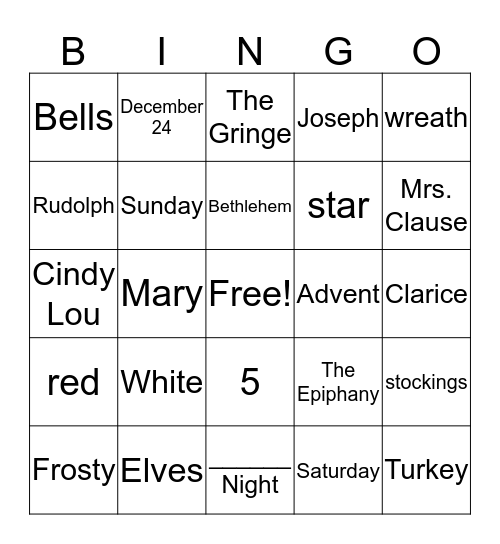 Christmas Bingo Card