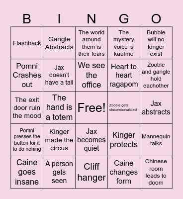 Ep 7 Bingo Card