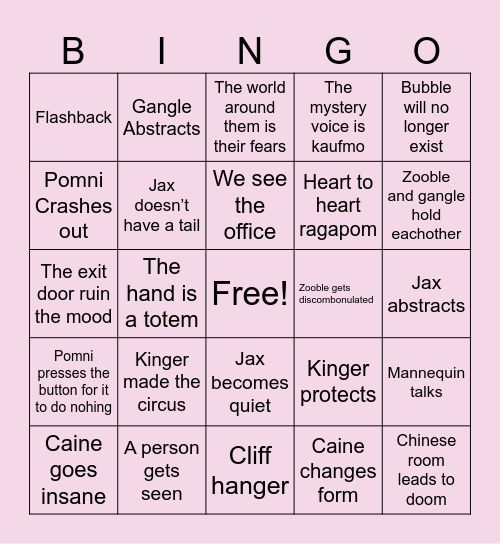 Ep 7 Bingo Card
