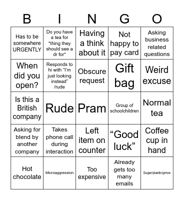 People of Chiswick Bingo Card