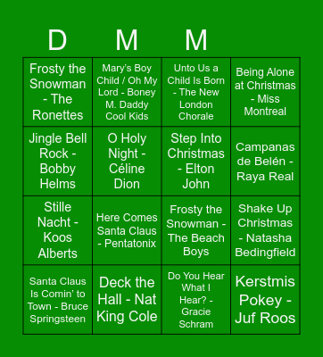 DMM Kerst Muziekbingo Card