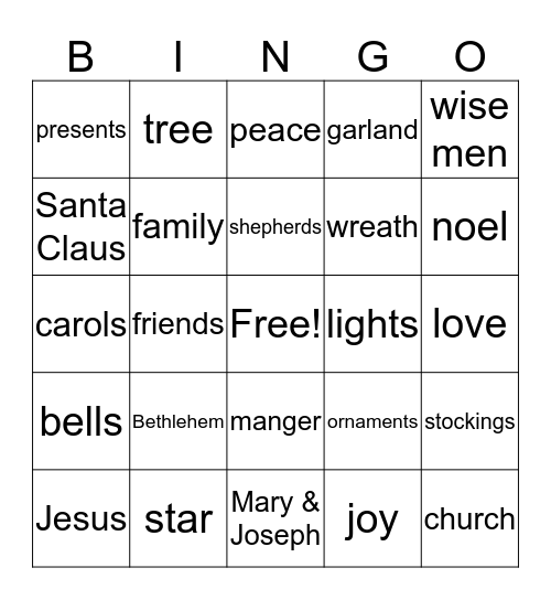 CHRISTMAS Bingo Card