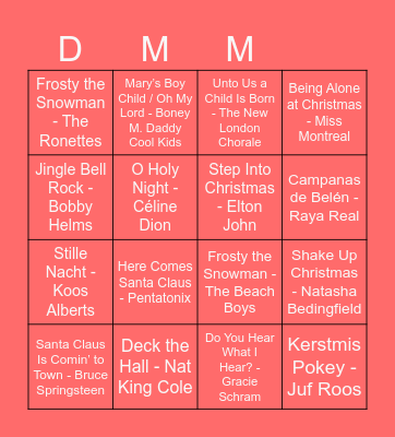 DMM Kerst Muziek Bingo Card