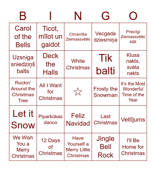 Satversmes tiesas Ziemassvētku Bingo Card