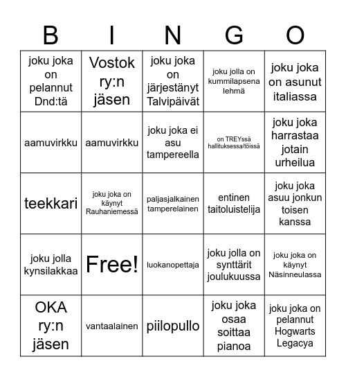 Etsi Bingo Card