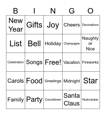 Holiday Bingo Card