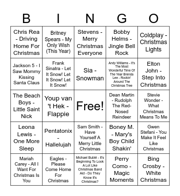 Music bingo! Bingo Card