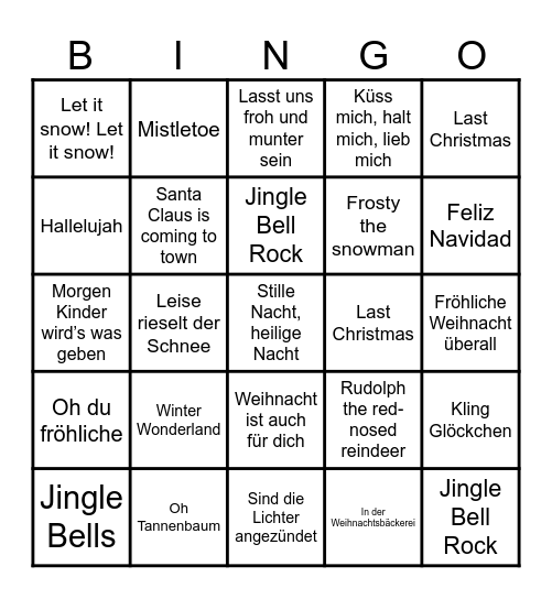 Weihnachtslieder Bingo Card