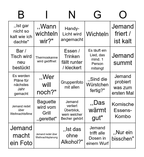 Weihnachtsmarkt Bingo Card