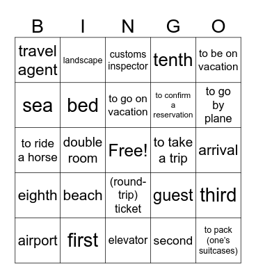 VHL Leccion 5: Las vacaciones Bingo Card