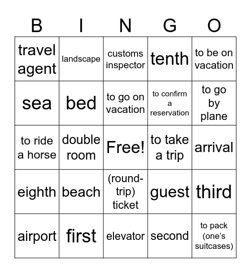 VHL Leccion 5: Las vacaciones Bingo Card