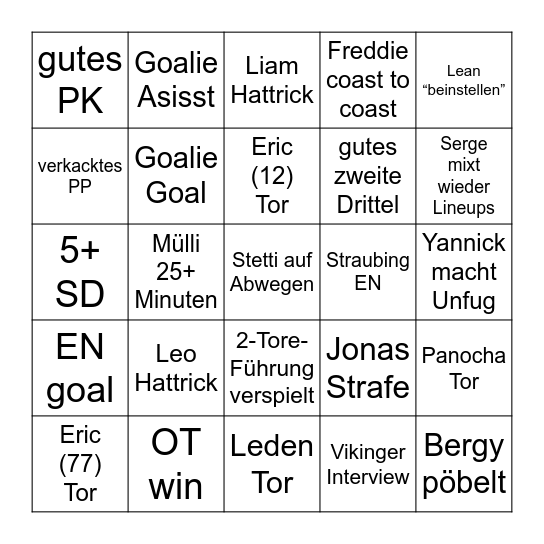 GAMEDAY vs Straubingbong Bingo Card