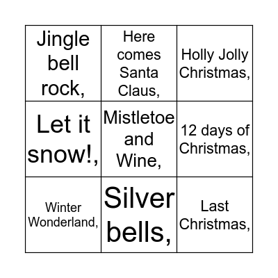 Christmas Musical bingo! Bingo Card