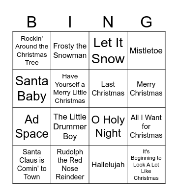 Christmas Music Bingo Card