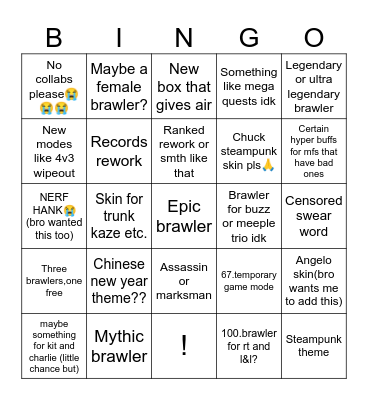 Brawl talk bingo Card