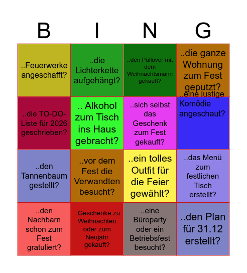 Hast du schon...........? Bingo Card
