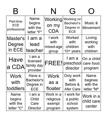 Interpersonal Bingo Card
