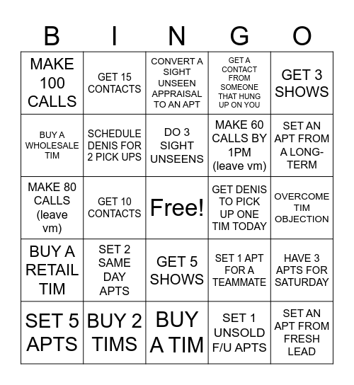 BDC TIM BINGO Card