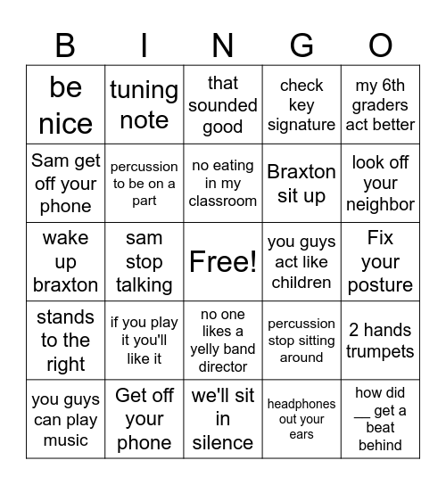 Niedbalski saying Bingo Card