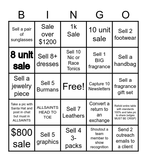 Holiday Bingo Card