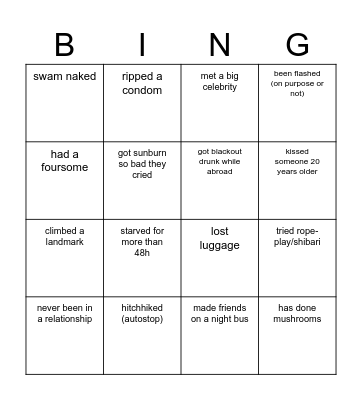 Find somebody who Bingo Card