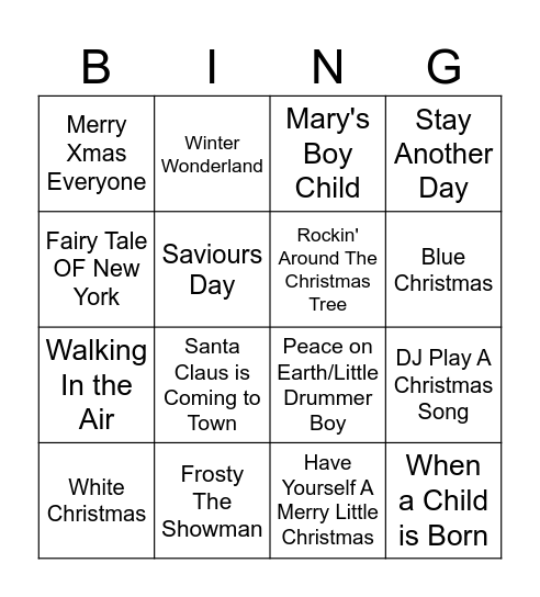 Christmas Bingo Card