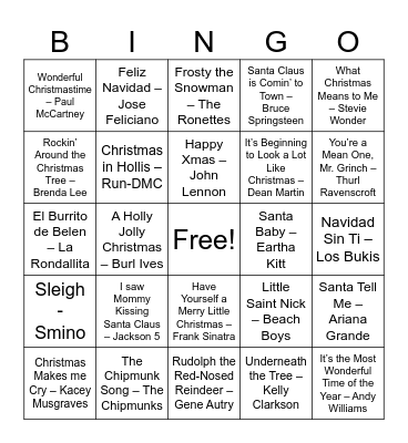 DWJH Christmas Singo Bingo Card