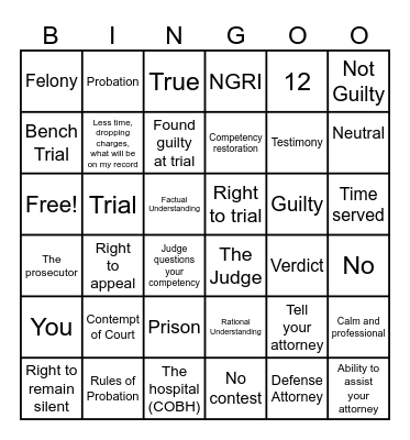 Competency Bingo Card