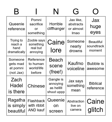 Episode 7 TADC Bingo Card