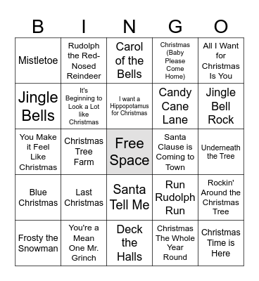 Christmas Music Bingo Card