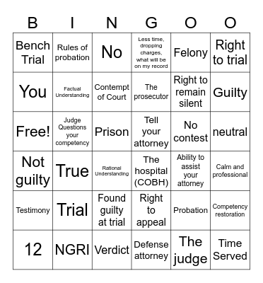 Competency Bingo Card
