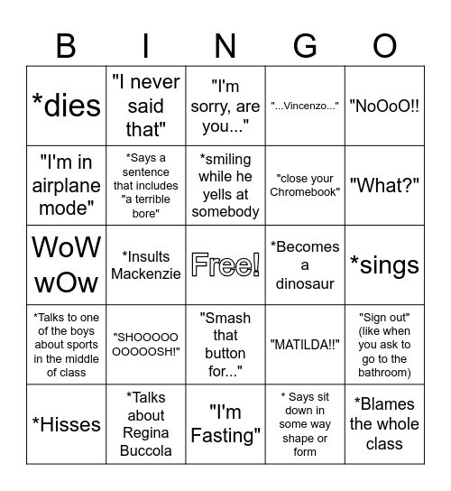 Mr. Rich Bingo Card