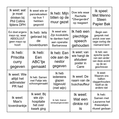 Huize Oranje Boven Bingo Card
