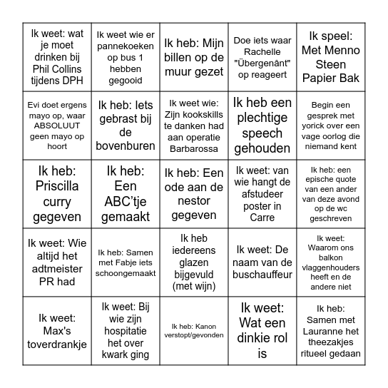 Huize Oranje Boven Bingo Card