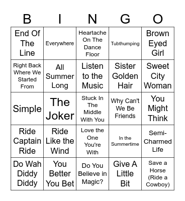 Feeling Good Songs Bingo Card