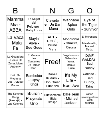 Bingo Musical Cumpleañeras Diciembre Bingo Card