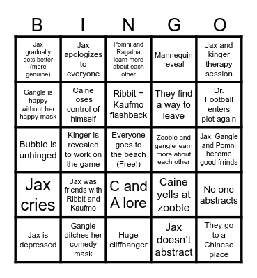 Tadc episode 7 bingo Card