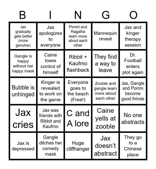 Tadc episode 7 bingo Card
