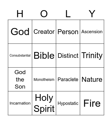 Holy Trinity Bingo Card